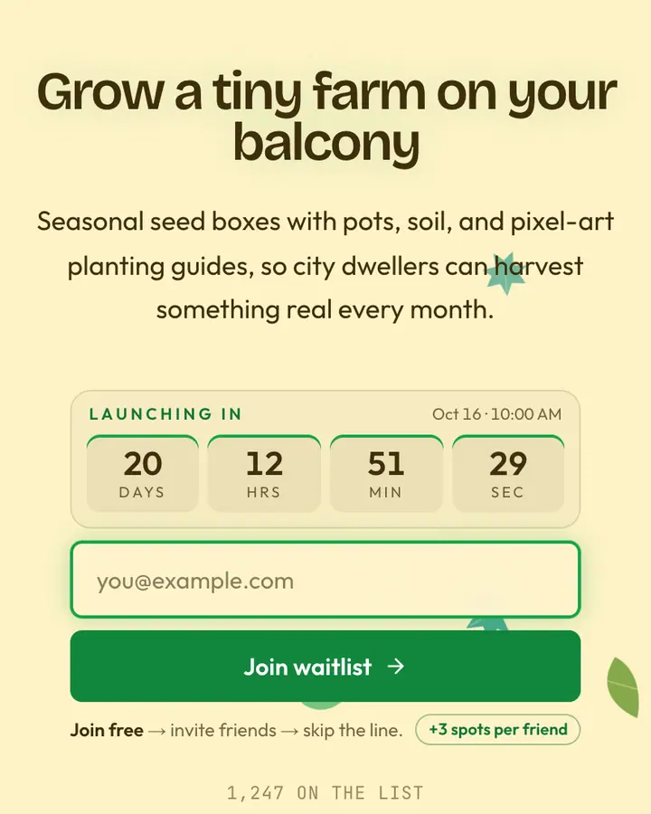 Farm Valley — Retro & Pixel Art waitlist page template, cream background