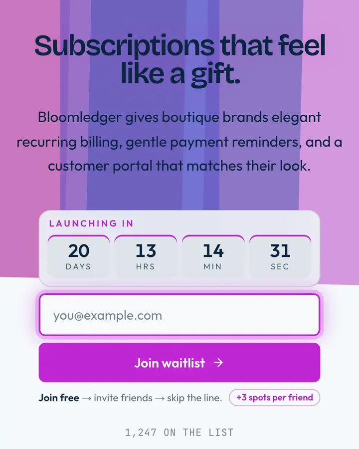 Orchid Finance — Tech & SaaS waitlist page template, sky blue-tinted white background