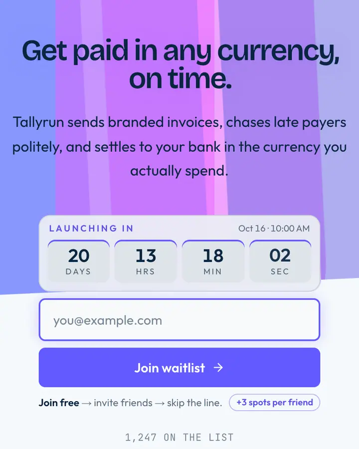 Fintech Gradient — Tech & SaaS waitlist page template, sky blue-tinted white background