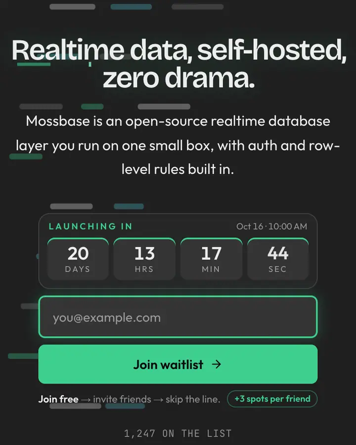 Lime Backend — Tech & SaaS waitlist page template, charcoal background