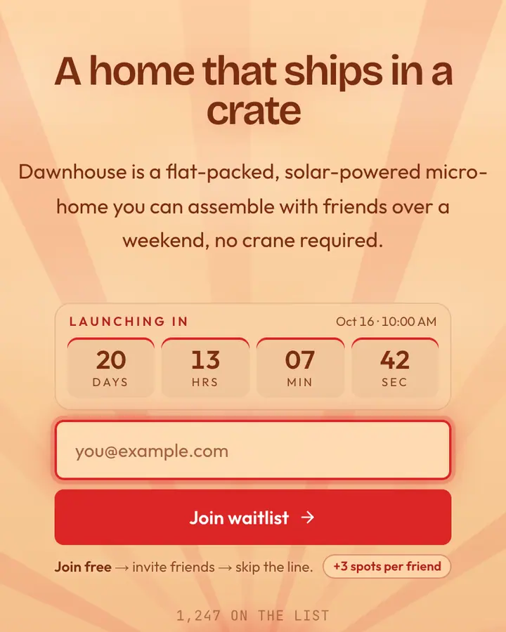 Terra Nova — Cyberpunk & Sci-Fi waitlist page template, pale orange background