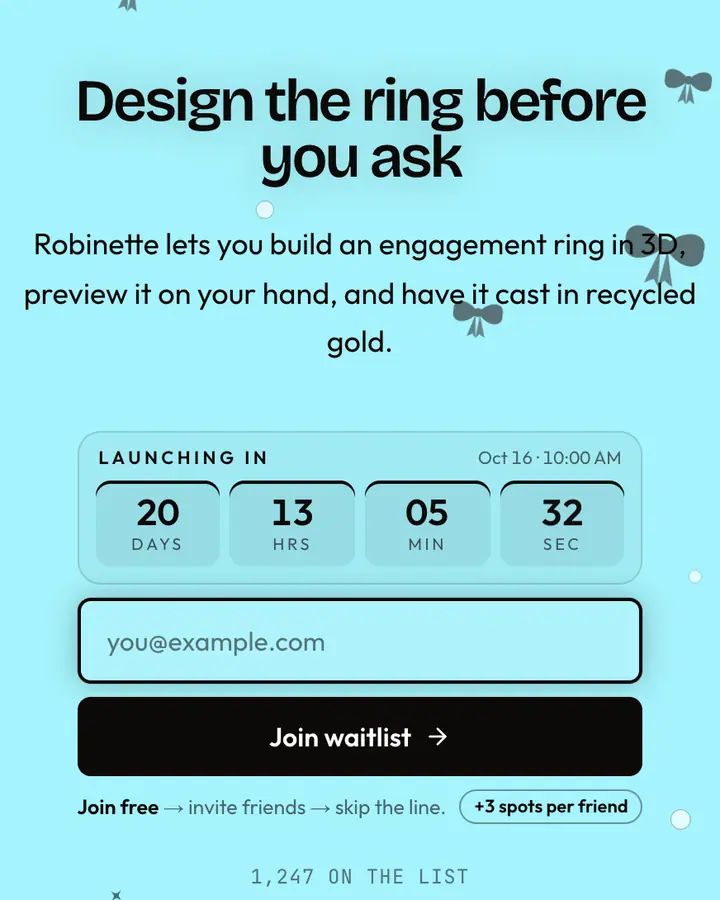 Robin Egg Blue — Luxury waitlist page template, light cyan background