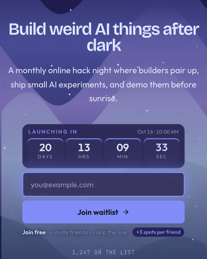 Twilight Pane — Glassmorphism waitlist page template, dark indigo background