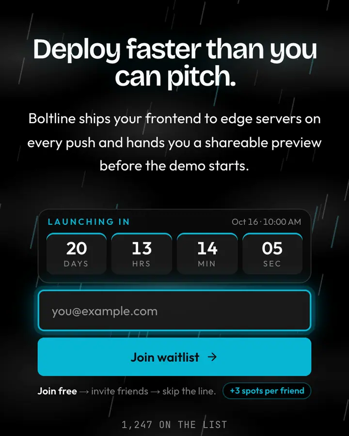 Edge Blitz — Tech & SaaS waitlist page template, near-black background