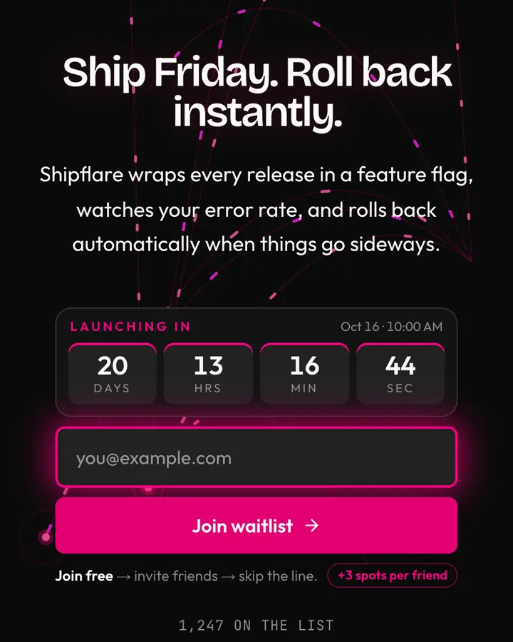 Carbon Ship — Tech & SaaS waitlist page template, near-black background