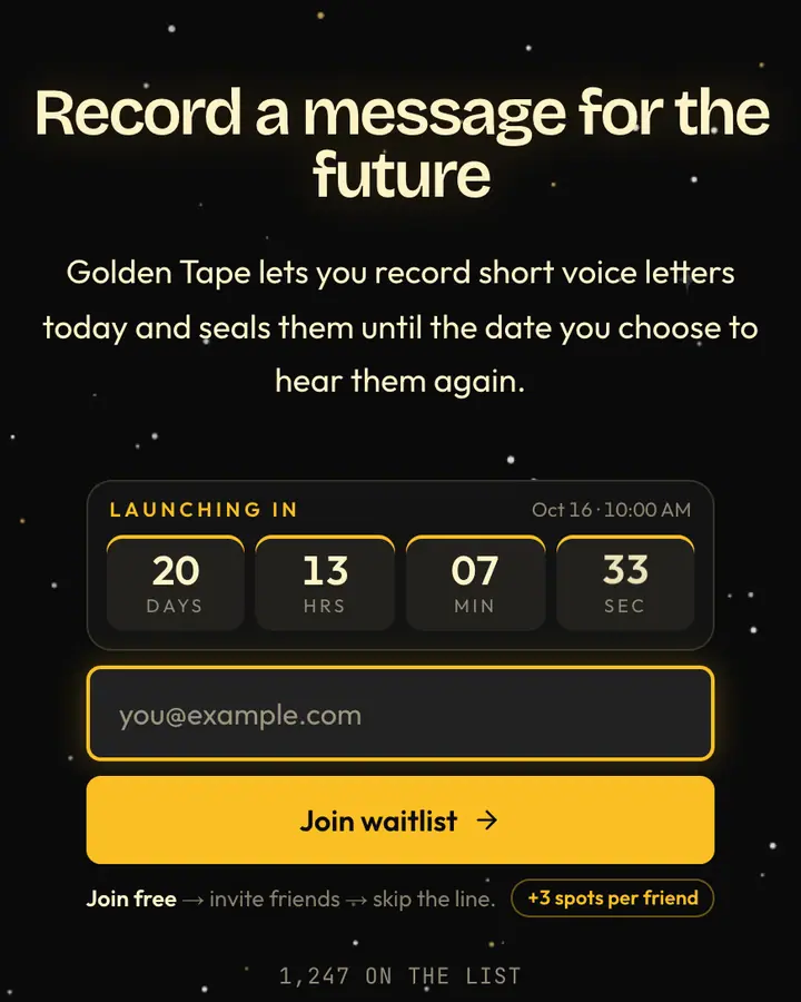 Voyager Log — Cyberpunk & Sci-Fi waitlist page template, near-black background