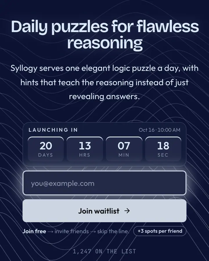 Pure Logic — Cyberpunk & Sci-Fi waitlist page template, deep blue background