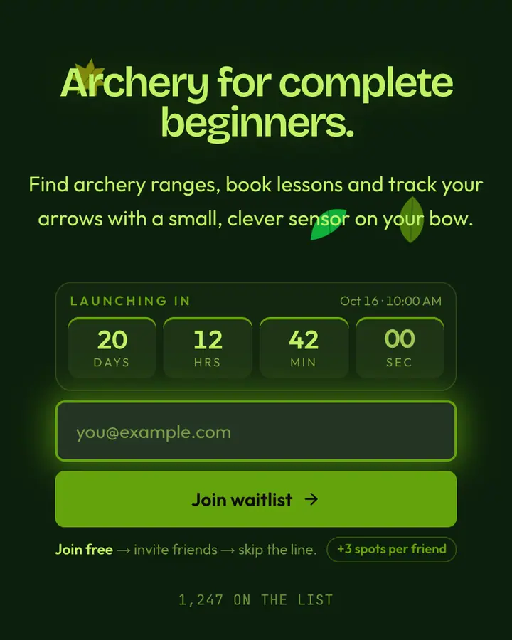 Wood Elf — Fantasy waitlist page template, deep green background