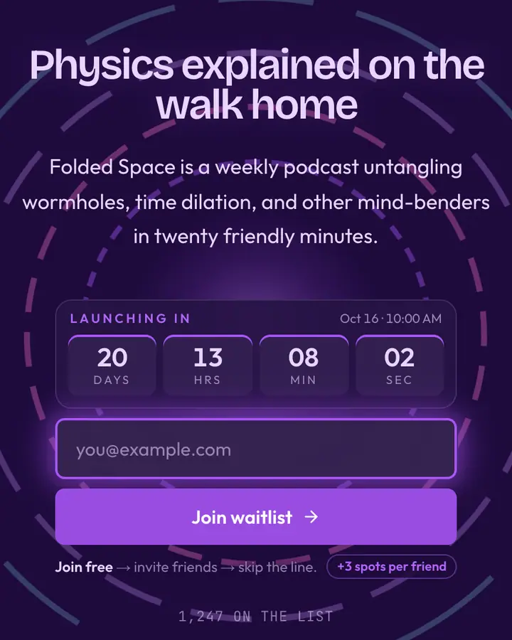 Wormhole — Cyberpunk & Sci-Fi waitlist page template, deep violet background